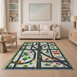 Vibrant Kids City Road Map Play Rug