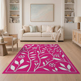 Hot Pink Floral Vine Cut-Out Area Rug