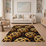 ODIKA Chocolate Chip Cookie Pattern Washable Area Rug - Low Pile Non-Slip Fun Foodie Decor