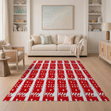 Red Kiwi Fruit Pattern Area Rug