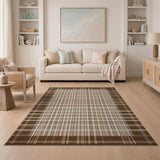 Rustic Farmhouse Rustic Brown Plaid Area Rug