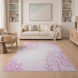Elegant Pink Swirl Floral Area Rug