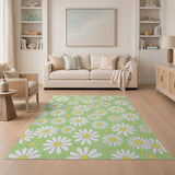 Mint Green Daisy Meadow Area Rug