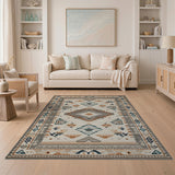 Southwestern Geometric Area Rug in Teal Grey