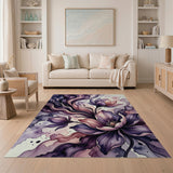 Ethereal Purple Lotus Floral Area Rug