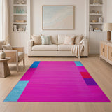 Vibrant Pink Multi-Color Geometric Stripe Area Rug
