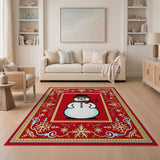 Festive Cartoon Snowman Area Rug