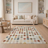 Multi-color and Patterns Neutral Geometric Diamond Area Rug