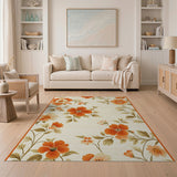 Vintage Orange Hibiscus Floral Area Rug