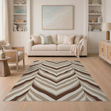 Zigzag Wavy Brown Tan Area Rug