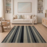 Bold Vertical Striped Black Grey Area Rug