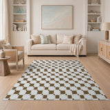 Brown Geometric Block Area Rug