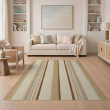 Tan Beige Vertical Striped Woven Area Rug
