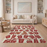 Playful Popcorn Buckets Fries Red Rug