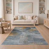 Gold Geometric Abstract Grey Area Rug