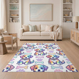 Rainbow Puppy Kids Cartoon Washable Area Rug