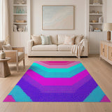 Vibrant Pink Purple Teal Geometric Area Rug