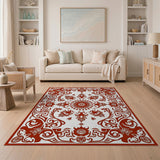 Red Red Ornate Floral Medallion Area Rug