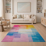 Vibrant Geometric Modern Vibrant Multi-Color Geometric Stripe Area Rug