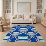 Multi-color and Patterns Rainbow Director Chair Area Rug