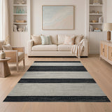 Black White Striped Geometric No. 4 Area Rug