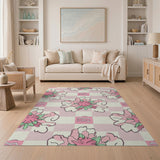 Pink Peony Gingham Area Rug
