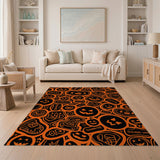 Halloween Jack-o-Lantern Patchwork Orange Rug