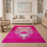 Vibrant Pink Tiger Face Area Rug