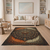 Distressed Vintage Orange Mandala Area Rug