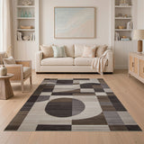 Modern Geometric Brown Tan Abstract Area Rug