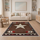 Southwestern Brown Area Rug with Bold White Star
