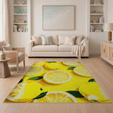Yellow Vibrant Lemon Slices Yellow Area Rug