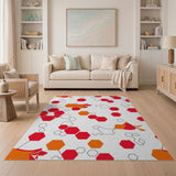 Vibrant Red Orange Hexagon Bird Geometric Rug