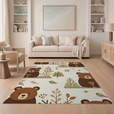 Chibi Brown Bear Forest Friends Area Rug