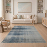 Distressed Blue Ombre Striped Area Rug