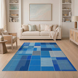 Geometric Modern Blue Geometric Patchwork Area Rug