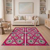 Vibrant Pink Persian Star Floral Area Rug