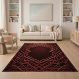 Red Geometric Lattice Red Area Rug