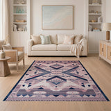 Pink Navy Geometric Tribal Area Rug