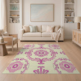 Floral Vintage Vintage Pink Floral Damask Area Rug