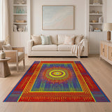 Vibrant Multi-Color Mandala Dot Area Rug