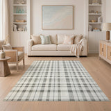 Black White Plaid Washable Area Rug