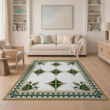 Ornate Green Gold Persian Star Rug