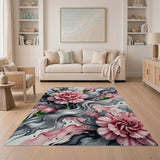 Pink Carnation Watercolor Abstract Rug