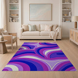 Vibrant Purple Wave Geometric Area Rug