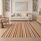 Bold Orange Vertical Stripe Area Rug