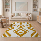 Golden Chevron Geometric Area Rug