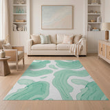Abstract Fluid Green Area Rug