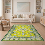 Traditional Persian Yellow Vibrant Yellow Persian Floral Area Rug