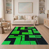 Bold Green Geometric Modern Area Rug